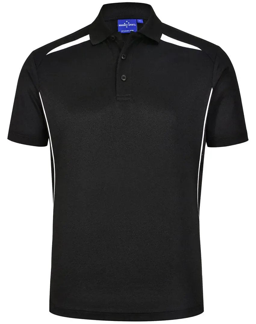 Winning Spirit Men's Sustainable Poly-Cotton Contrast Polo PS93 in Black/White